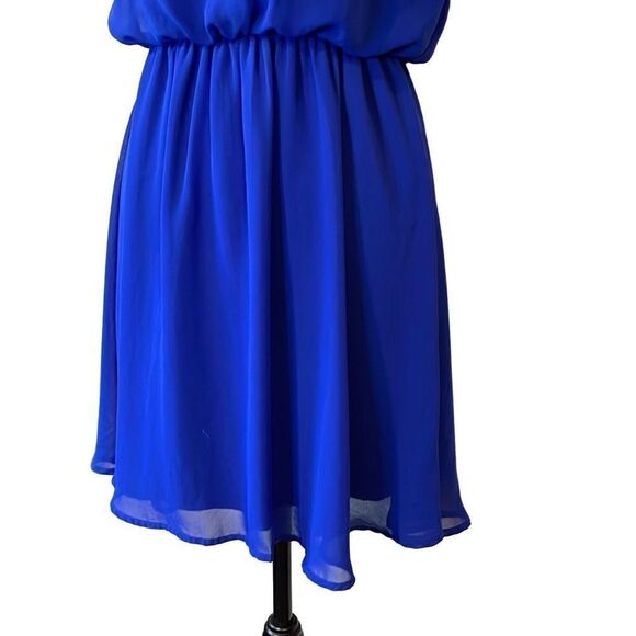 Lush Women's Mini Dress Elastic Wiast Flutter Sleeve Flare Swing Blue Size XS - Picture 4 of 10